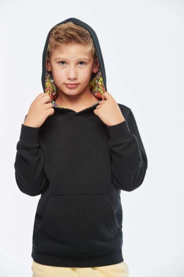 Kariban UNISEX KIDS CONTRAST PATTERNED HOODED SWEATSHIRT