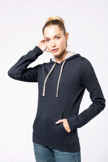 Kariban LADIES CONTRAST HOODED SWEATSHIRT