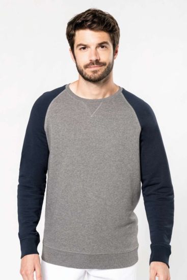 Kariban MEN’S TWO-TONE ORGANIC CREW NECK RAGLAN SLEEVE SWEATSHIRT