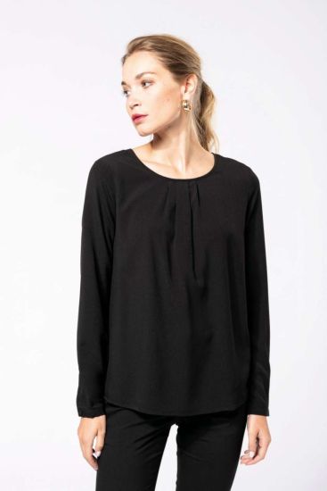 Kariban LADIES’ LONG-SLEEVED CREPE BLOUSE