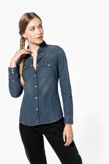 Kariban LADIES’ LONG-SLEEVED DENIM SHIRT