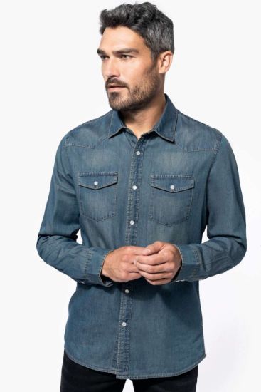 Kariban MEN’S LONG-SLEEVED DENIM SHIRT