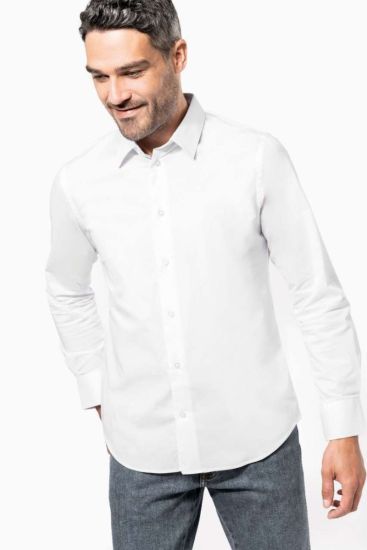 Kariban LONG-SLEEVED COTTON/ELASTANE SHIRT