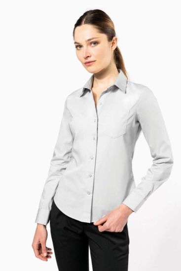 Kariban LADIES’ LONG-SLEEVED COTTON POPLIN SHIRT