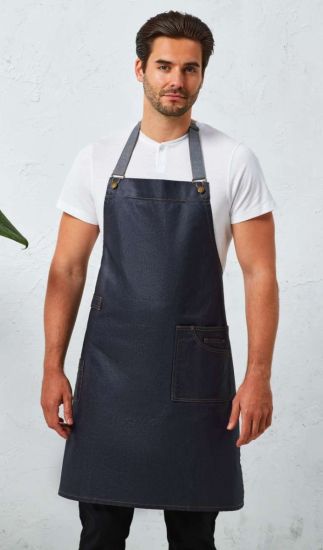 Premier ’DISTRICT’ WAXED LOOK DENIM BIB APRON