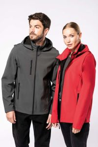  Kariban UNISEX 3-LAYER SOFTSHELL HOODED JACKET WITH REMOVABLE SLEEVES