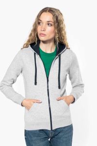  Kariban LADIES CONTRAST HOODED FULL ZIP SWEATSHIRT