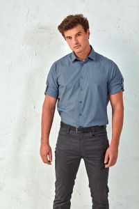  Premier MEN'S CROSS-DYE ROLL SLEEVE POPLIN BAR SHIRT