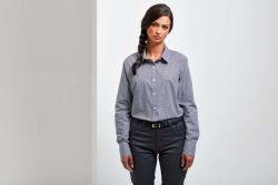  Premier WOMEN'S LONG SLEEVE GINGHAM MICROCHECK SHIRT