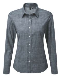  Premier WOMEN'S COTTON SLUB CHAMBRAY LONG SLEEVE SHIRT